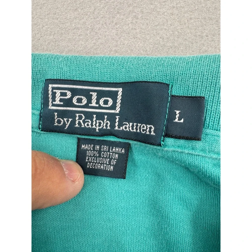 Polo Ralph Lauren Mens Teal Short Sleeve Pique Cotton Polo Shirt Size L Preppy